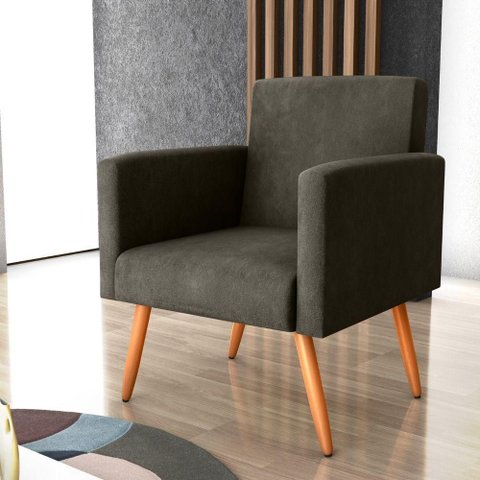 Poltrona Vicenza Reclinável para Sala Veludo Turkey Marrom 64cm 110kg Matrix