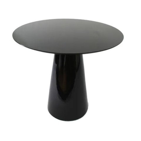 Mesa Lateral Cone Redonda 41cm Laqueada - Preto