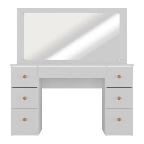 Penteadeira Camarim com Espelho e 7 Gavetas Isis Multimóveis MP6100 Branco/Madeirado