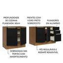 Ver mais imagens de Kit Com 2 Balcões De Cozinha 4 Portas 3 Gavetas Rustic/Preto