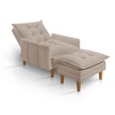 Ver imagem 2 de Poltrona Khali Reclinavel com Puff Apoio P/ Pés em Veludo:bege