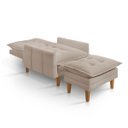 Ver imagem 3 de Poltrona Khali Reclinavel com Puff Apoio P/ Pés em Veludo:bege