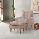 Ver imagem 1 de Poltrona Khali Reclinavel com Puff Apoio P/ Pés em Veludo:bege