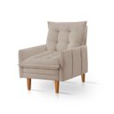 Ver imagem 4 de Poltrona Khali Reclinavel com Puff Apoio P/ Pés em Veludo:bege