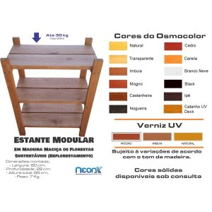 Estante Modular 3 Prateleiras Madeira Maciça 65x50x29 Cm Pintada (réguas 12 Cm Nas Prateleiras) - Os
