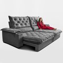Ver imagem 6 de Sofá Retrátil e Reclinável 2,85m Stadium Molas Ensacadas Velupluma Cinza Cama Inbox