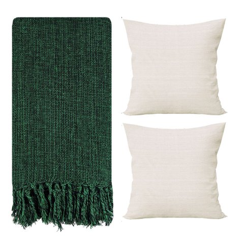 Manta para Sofá Gigante Decorativa Verde Escuro 240x180 Modelo:kit Manta + Capa Linho