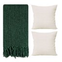 Ver imagem 1 de Manta para Sofá Gigante Decorativa Verde Escuro 240x180 Modelo:kit Manta + Capa Linho