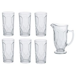 Jogo Jarra 1L com 6 Copos Vidro 270ml Curves - 1