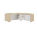Ver imagem 7 de Mesa Diretor em L com Luz de LED Elegante 4 Gavetas 2 Portas Tamburato Supreme Branco/Carvalho Artan