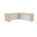 Ver mais imagens de Mesa Diretor em L com Luz de LED Elegante 4 Gavetas 2 Portas Tamburato Supreme Branco/Carvalho Artan