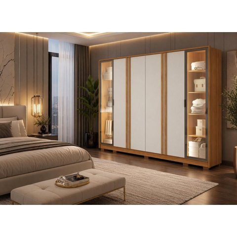 Roupeiro Reflecta 6pts100% Mdf com Led - Zeus - Arbo Design