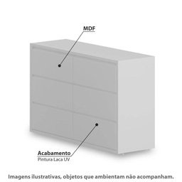 Cômoda Infantil Wood com 6 Gavetas - Branco - 2