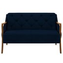 Ver mais imagens de Kit Namoradeira 135cm e 2 Poltronas Decorativas Capitonê Lapa M22 Veludo Azul Marinho - Mpozenato