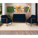 Ver imagem 5 de Kit Namoradeira 135cm e 2 Poltronas Decorativas Capitonê Lapa M22 Veludo Azul Marinho - Mpozenato