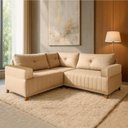 Ver imagem 1 de Sofá de Canto Leona Plus 4 Lugares Fixo 177cm Bege Linho