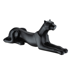 Escultura Estátua Pantera Leopardo Jaguar Geométrica 30cm:preto Fosco