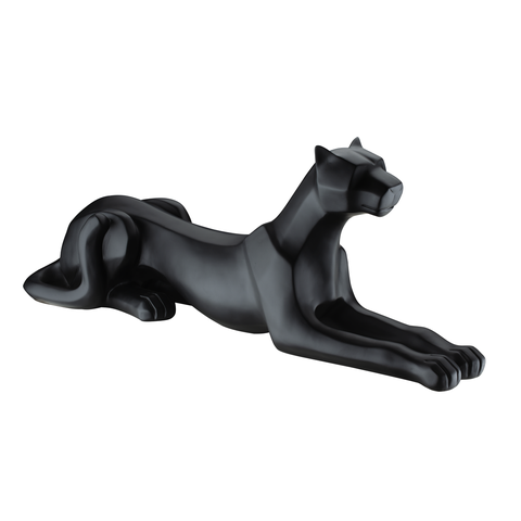 Escultura Estátua Pantera Leopardo Jaguar Geométrica 30cm:preto Fosco
