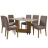 Mesa de Jantar Munique 160x90 com 6 Cadeiras Caroline Ipê/Off White/Marrom Rosê - PR Móveis - 1