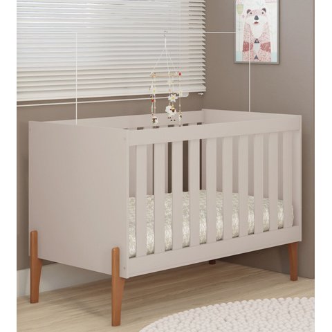 Berço Mini Cama Simples Infantil Bebê Iris Retro Elegante:off White