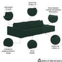 Ver imagem 3 de Sofá Ilha Modular com Puff para Sala Living 342cm Georgia K04 Veludo Verde - Mpozenato