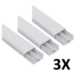 Kit 3 Canaleta 2 Divisórias Cabos Fios Fita Dupla Face 2MT - 1