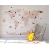 Papel de Parede Painel Mapa Mundi Rosa - 1