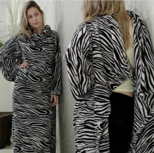 Cobertor com Mangas Zebra Branca e Preta 160x130cm - 4