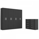 Ver imagem 3 de Guarda-roupa Casal Ele e Ela 8 Portas 8 Prateleiras e Cômoda 10 Gavetas - Panorama Móveis