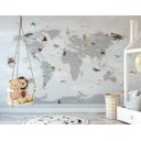 Ver imagem 2 de Papel de Parede Painel Mapa Mundi Cinza