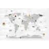 Papel de Parede Painel Mapa Mundi Cinza - 3