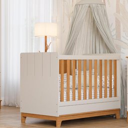 Berço Americano Mini Cama 2 em 1 Estilo Retrô 100% Mdf Off White/nature - 2