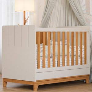 Berço Americano Mini Cama 2 em 1 Estilo Retrô 100% Mdf Off White/nature