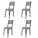 Ver imagem 1 de Kit 4 Cadeiras de Jantar 141 Sf Aço Assento Sintético Preto Grafiato Cinza Combo Stock