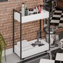 Ver imagem 2 de Carrinho Auxiliar para Salão de Beleza Lara 70cm em Aço com Rodízios Branco - Desk Design
