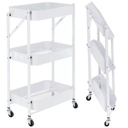 Carrinho Multiuso Organizador Dobrável com 3 Prateleiras - Branco - 1