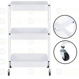 Carrinho Multiuso Organizador Dobrável com 3 Prateleiras - Branco - 2