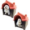2x Casinha Cristino Tam. N2 Pet Cachorros Cães Casa Plástico Resistente - Vermelho - 2