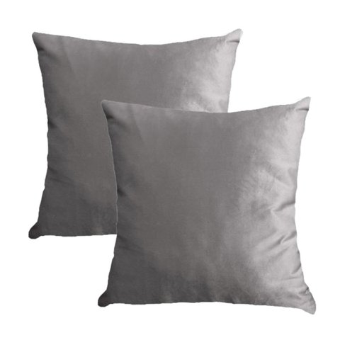 Kit 2 Capas para Almofada em Veludo Liso Quadrada Cor: Cinza Claro