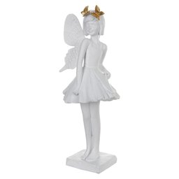 Escultura Decor Poliresina Menina Fada (branco Dourado) 24cm - 1
