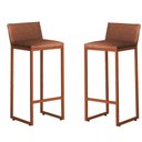 Ver imagem 1 de Kit 2 Banquetas Altas Luxo Dani com Encosto Base Bronze:marrom