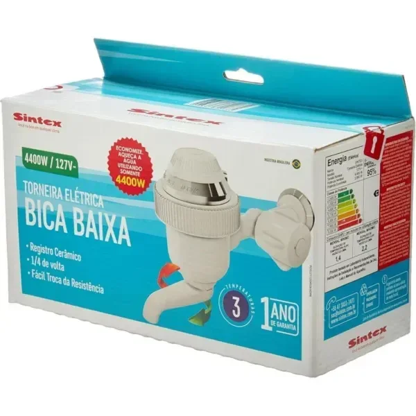 Ver imagem 2 de Torneira Elétrica Bica Baixa Branca 127v 4400w – E160 Sintex