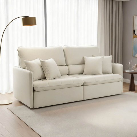 Sofá 3 Lugares Retrátil Reclinável 194cm Adams Linho K01 - D'rossi