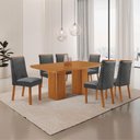 Ver imagem 1 de Mesa de Jantar Eloise Yasmin 6 Lugares Retangular MDF 180cm Grafite Naturalle Moderna