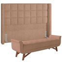 Ver imagem 1 de Kit Cabeceira Cama Box Paris 160 Cm com Puff Recamier Itália P05 Bouclê Bege - Lyam Decor Paris & It