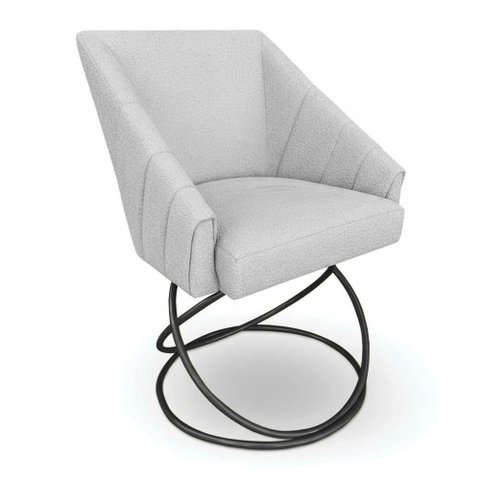 Poltrona Luxo Alana Bouclê Cinza Base Luxo Preto - Pallazio