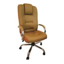 Ver imagem 1 de Cadeira Escritório Classic Presidente Caramelo Base Cromada Giratória C/ Relax Comprealegre, 100% na