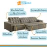 Sofá Retrátil Reclinável 6 Lugares 320cm com Pillow Veludo Bege Alasca Megasul - 4