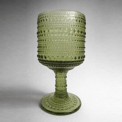 Conjunto de 6 Taças de Vidro Verde com Bolhas 290ml