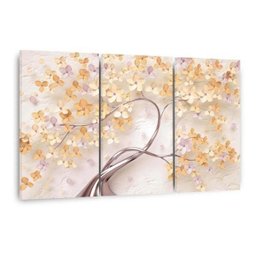 Quadro Árvore Flores Cerejeira Tons de Amarelo e Laranja - 1